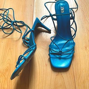 Turquoise leather sandals